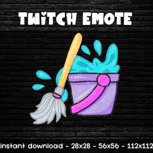 Bucket and Mop Twitch Emote: Cleaning Emote (Digital Download)