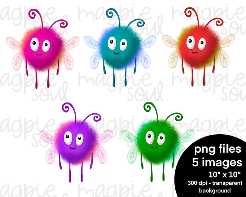 Fuzzy Bugs Clipart Instant Download Bug Clipart - Etsy