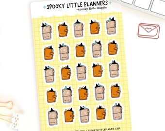 Spooky Planners Witch Hat Halloween Travelers Journal Funny  Hand Drawn Planner Sticker Sheet | Cute Cozy Stickers