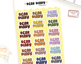 Dear Diary Journal Prompt Cute Hand Drawn Planner Sticker Sheet | Cute Cozy Stickers