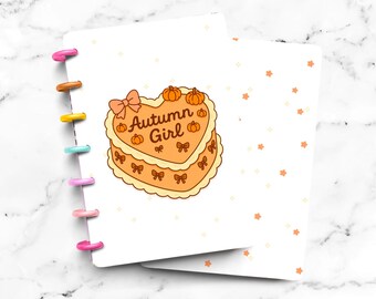 Autumn Girl Fall Cake Laminated Discbound Planner Cover | Fits Happy Planner | Ring Agenda Dashboard