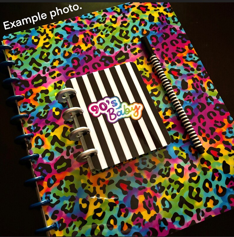 90s Baby Leopard Laminated Discbound Planner Cover Fits Happy Planner