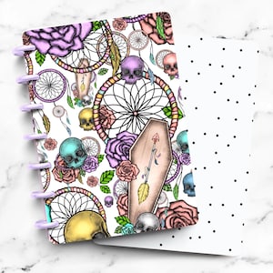 Boho Skull Dreamcatcher Pastel Laminated Discbound Planner Cover | Fits Happy Planner | Ring Agenda Dashboard