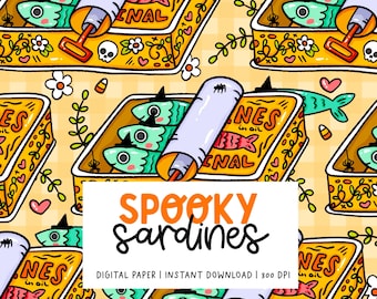 Spooky Sardine Witch Halloween Summer Fish Printbare Planner Dashboard Dagboek Papier