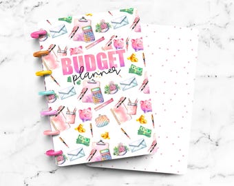 Budget Planner Pastel Pink Cute Functional Savings  Laminated Discbound or Ring Planner Dashboard Divider | Fits Happy Planner