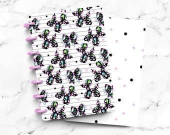 Balloon Dog Ghost Halloween Laminated Discbound Planner Cover | Fits Happy Planner | Ring Agenda Dashboard