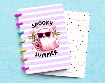 Spooky Summer Ghost Halloween Laminated Discbound Planner Cover | Fits Happy Planner | Ring Agenda Dashboard