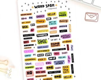 Word Spam Sticker Sheet | Hand Drawn Cozy Planner and Journal Decorative Stickers