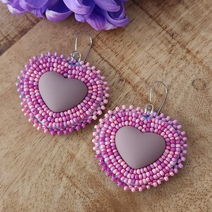 Matte Beaded Heart Earrings