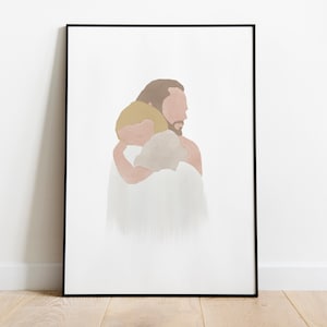 Christ's Embrace (blonde) Print, Jesus Picture, Jesus Digital Download, Jesus LDS, Christ LDS, Picture of Jesus, Jesus Watercolor, LDS Art