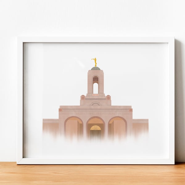 Newport Beach CA Temple Watercolor Print, LDS Temple Digital Download, Picture of Temples, LDS Art