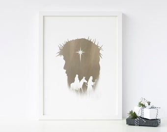 Shepherd Christmas Art, Picture of Jesus, LDS Art Print, O Little Town of Bethlehem