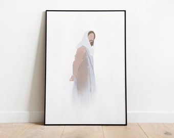 Jesus in Thought Print, Digital Download, Jesus Christ LDS, Picture of Jesus, Watercolor, LDS Art