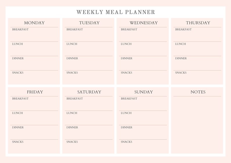 Weekly Meal Planner Grocery List Fillable Meal Planner 7 Day Menu Plan ...