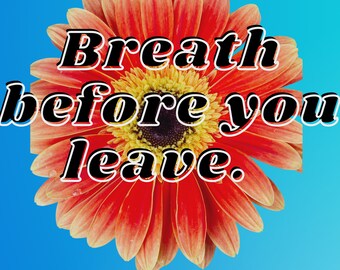 Breathe before you leave , y2k boho art, 90 boho art, flower child hippie poster, inspirational quote poster