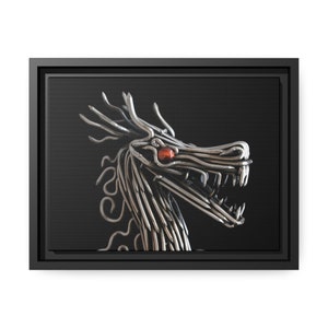 Japanese dragon on Matte Canvas, Black Frame