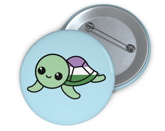 Genderqueer Pride Flag Sea Turtle Pin Buttons