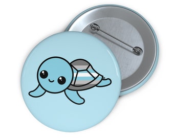 Demiboy Pride Flag Sea Turtle Pin Buttons