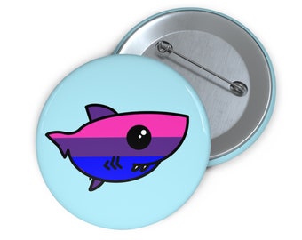 Bisexual Pride Flag Shark Pin Buttons