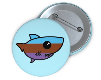 Androsexual Pride Flag Shark Pin Buttons