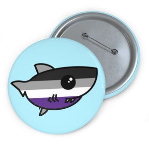 Asexual Pride Flag Shark Pin Buttons image 5