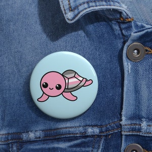 Demigirl Pride Flag Sea Turtle Pin Buttons image 2