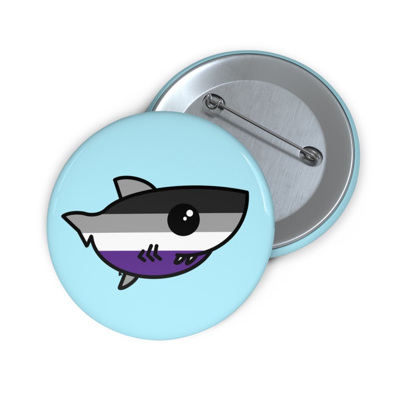 Asexual Pride Flag Shark Pin Buttons image 1