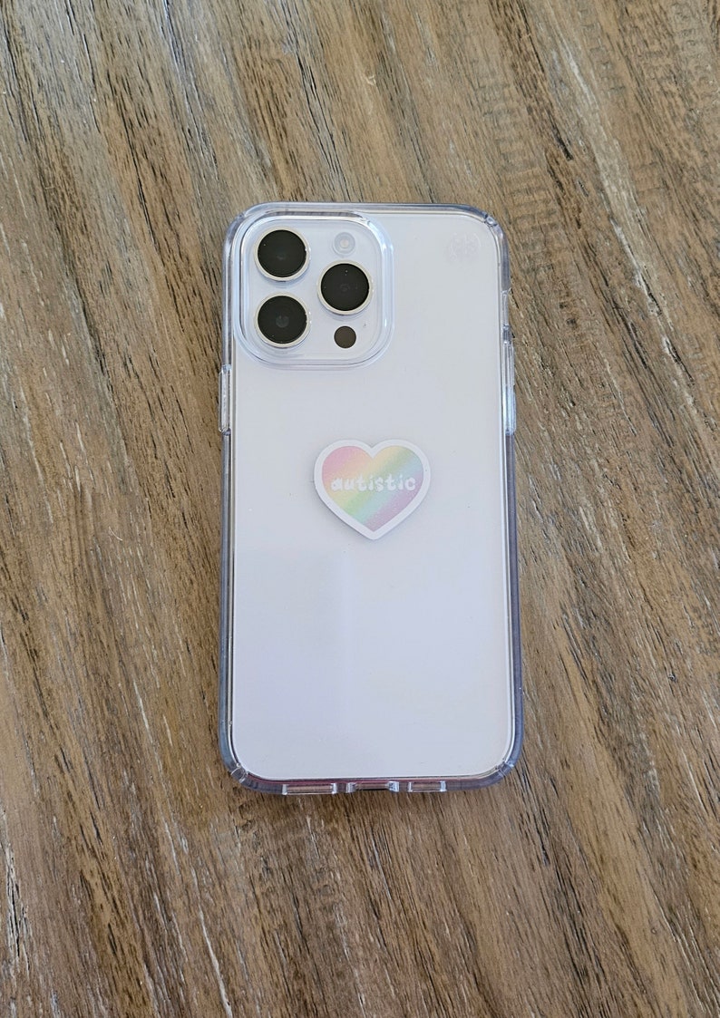 Mini Holographic Pastel Rainbow Love Heart Autistic Sticker 1.25 inch image 4