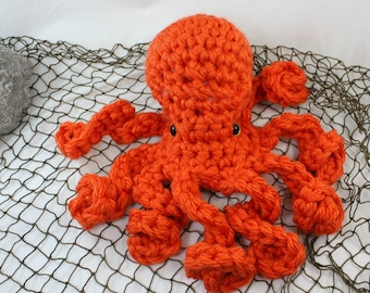 Extra Large Octopus Stuffed Animal - Poli the Octopus  - Orange w/ Gold eyes