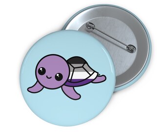 Asexual Pride Flag Sea Turtle Pin Buttons