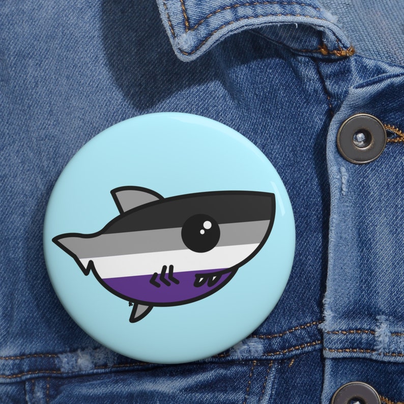 Asexual Pride Flag Shark Pin Buttons image 6