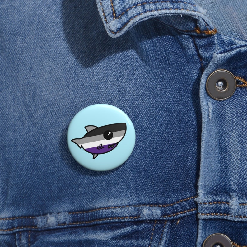 Asexual Pride Flag Shark Pin Buttons image 4