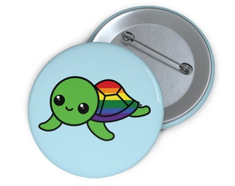 Pride Flag Sea Turtle Pin Buttons