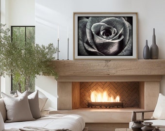 Black and White Photography Digital Download Wall Art Rose Art