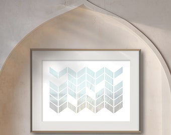 Modern Tranquil Boho Beach Wall Art Downloadable Large Wall Art in Aqua Blue and Beige Earth Tones