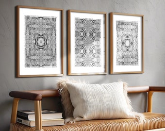 Gray and White Modern Minimalist Gray and White Boho Printable Art Download Set of 3 Prints