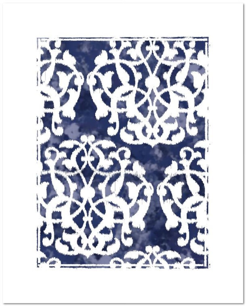 Printable Large Wall Art Blue and White Abstract Digital Download