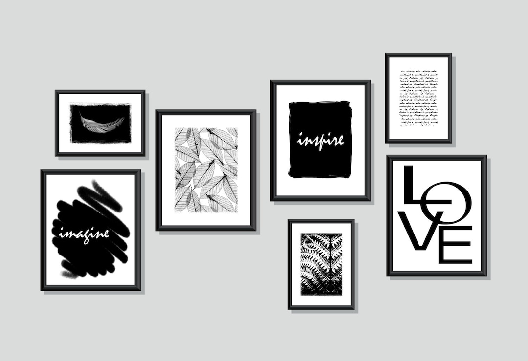Gallery Wall Art Digital Download Printable Black and White Art Set of ...