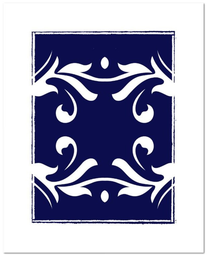 Printable Wall Art Navy Blue and White Printable Art Set of 9 Etsy