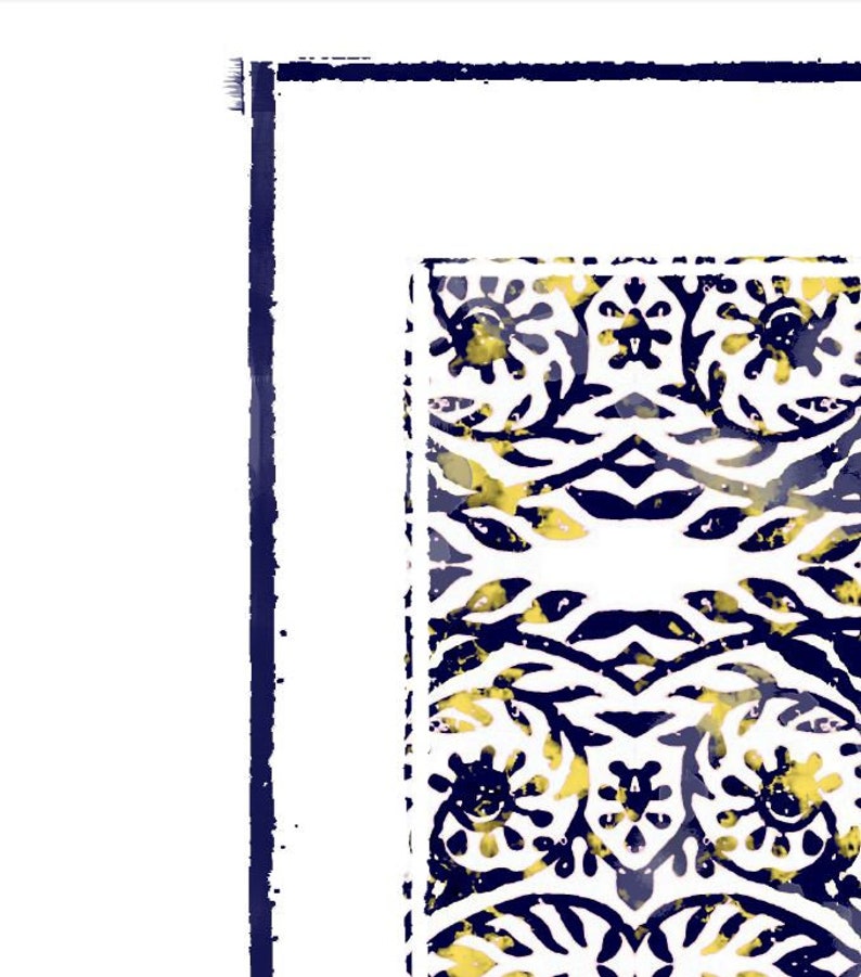 Navy Blue and Yellow Art Set of 3 Printable Art Prints Digital Etsy