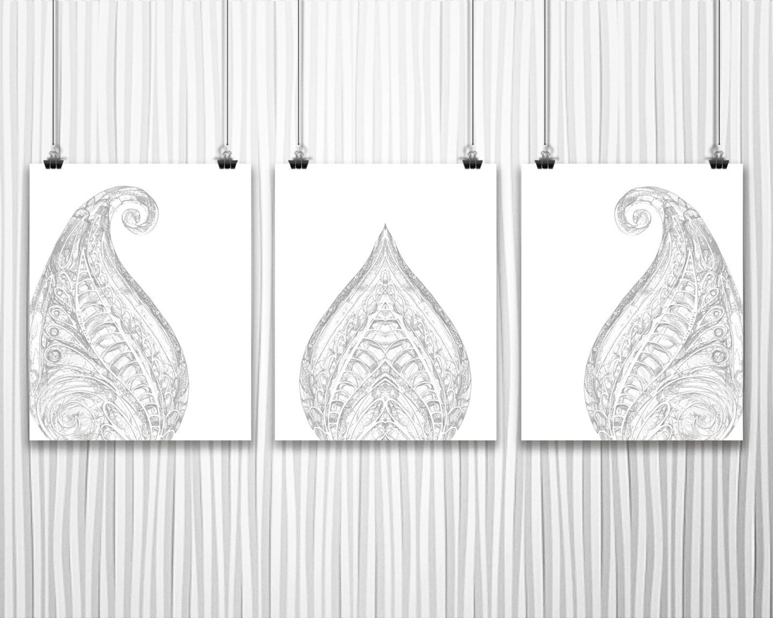 Printable Wall Art Set of 3 Prints Black and White Art Digital Etsy