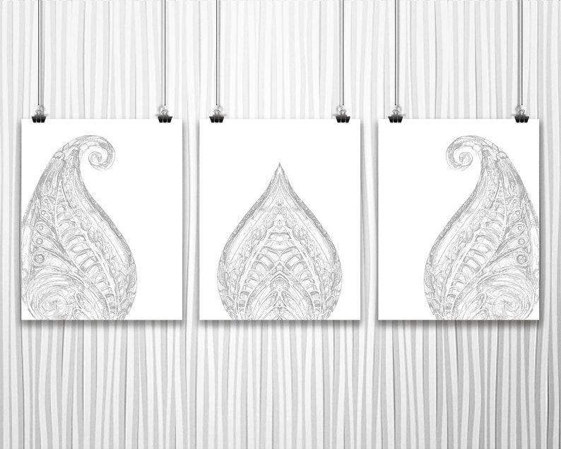 Printable Wall Art Set of 3 Prints Black and White Art Digital Etsy