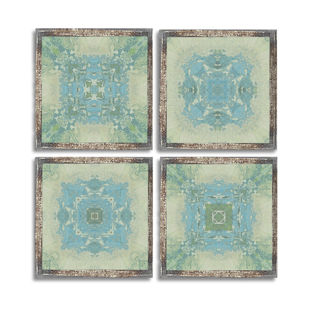 Light Blue Green Wall Art Digital Download Art Set of 4 Prints Mosaic ...