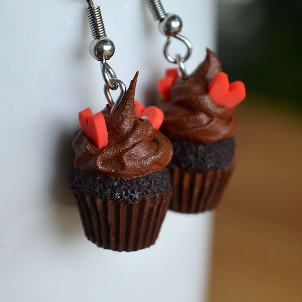 Extra Small Miniature Cupcake Dangle Earrings - Adorable Jewelry for Cake Lovers - Food Jewelry