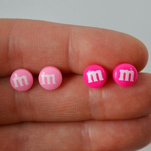 Small M&M earrings, small earrings, candy imitation, cute gift idea, M&M candy inspiration