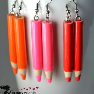 Teacher gift idea, polymer clay pencil earrings, jewelry for drawing lovers, end of year gift, pencil jewelry