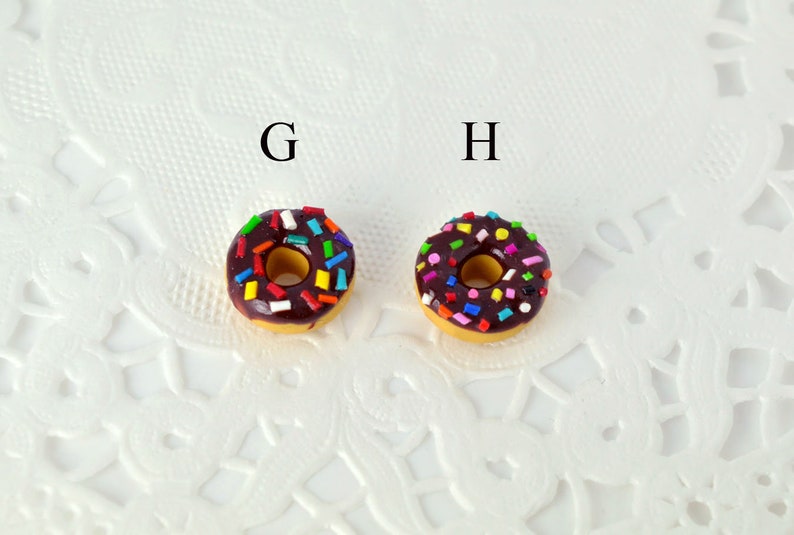 Gourmet donut earrings Dangling earrings in the shape of miniature donuts Gourmet gift idea Pastry image 5