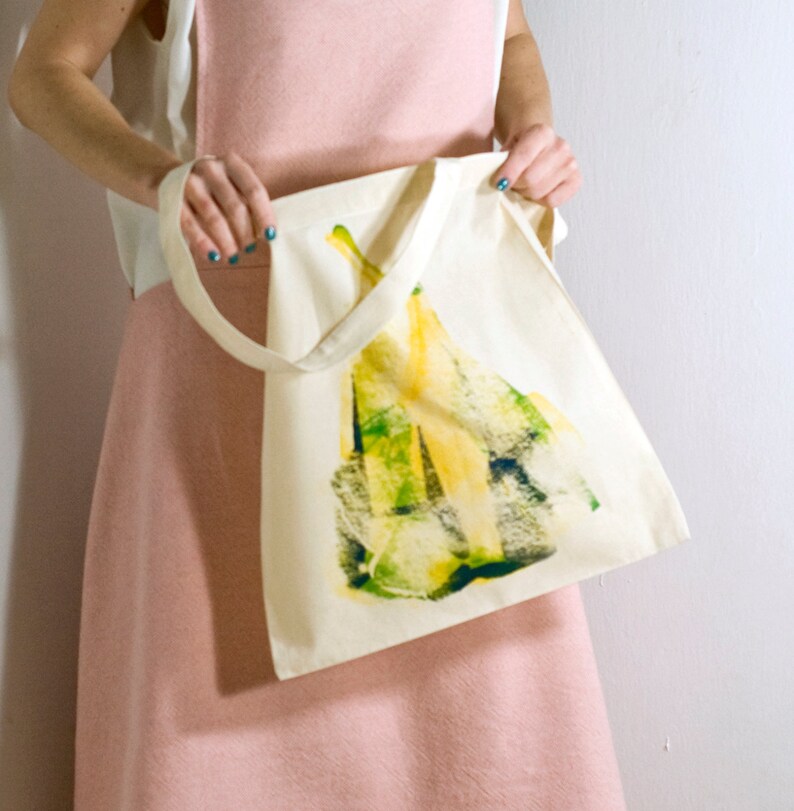 Cotton Tote bag with OOAK handmade silk screen print original Etsy