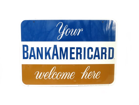 1970s Bankamericard Metal Store Sign Double Sided Advertising Etsy