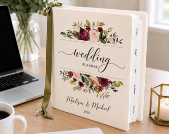Personalized Wedding Planner Binder, Custom Engagement Gift for Her, Complete Bridal Organizer